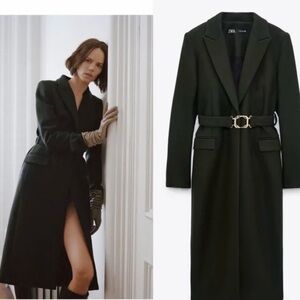 Zara Olive Belted Coat